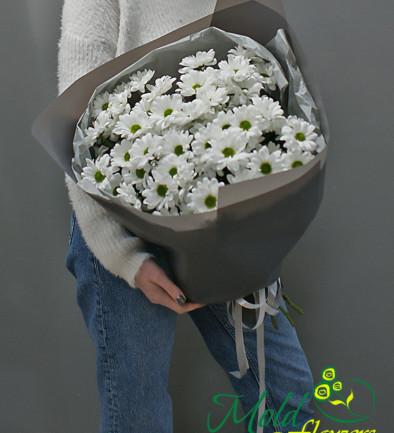 Bouquet of 9 white chrysanthemums photo 394x433